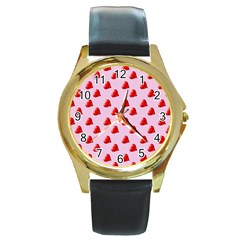 Kawai Hearts Round Gold Metal Watch by snowwhitegirl