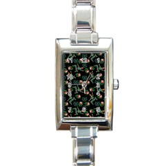 Vintage Jester Floral Pattern Rectangle Italian Charm Watch by snowwhitegirl