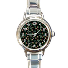 Vintage Jester Floral Pattern Round Italian Charm Watch by snowwhitegirl