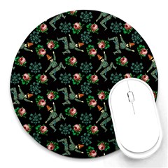 Vintage Jester Floral Pattern Round Mousepads by snowwhitegirl