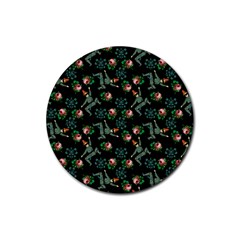 Vintage Jester Floral Pattern Rubber Round Coaster (4 Pack)  by snowwhitegirl