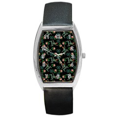 Vintage Jester Floral Pattern Barrel Style Metal Watch by snowwhitegirl