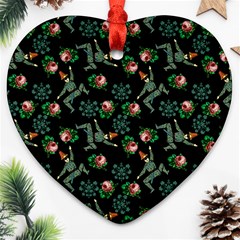 Vintage Jester Floral Pattern Heart Ornament (two Sides) by snowwhitegirl