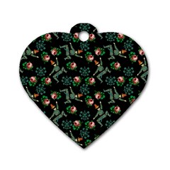 Vintage Jester Floral Pattern Dog Tag Heart (one Side) by snowwhitegirl