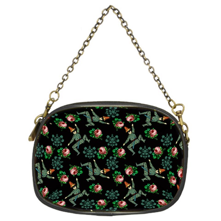 Vintage Jester Floral Pattern Chain Purse (Two Sides)