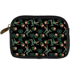 Vintage Jester Floral Pattern Digital Camera Leather Case by snowwhitegirl