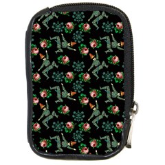 Vintage Jester Floral Pattern Compact Camera Leather Case by snowwhitegirl