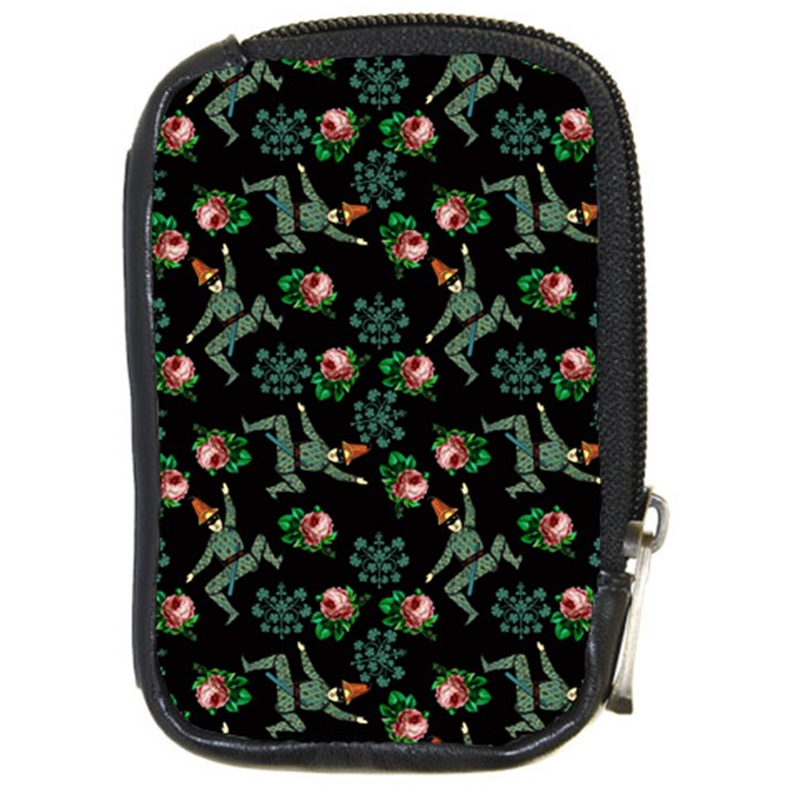 Vintage Jester Floral Pattern Compact Camera Leather Case