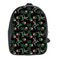 Vintage Jester Floral Pattern School Bag (large) by snowwhitegirl