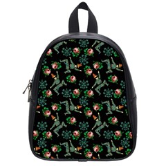 Vintage Jester Floral Pattern School Bag (small) by snowwhitegirl