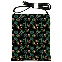 Vintage Jester Floral Pattern Shoulder Sling Bag by snowwhitegirl