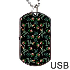 Vintage Jester Floral Pattern Dog Tag Usb Flash (two Sides) by snowwhitegirl