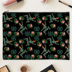 Vintage Jester Floral Pattern Cosmetic Bag (xxxl) by snowwhitegirl