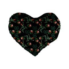 Vintage Jester Floral Pattern Standard 16  Premium Heart Shape Cushions by snowwhitegirl