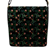 Vintage Jester Floral Pattern Flap Closure Messenger Bag (l) by snowwhitegirl