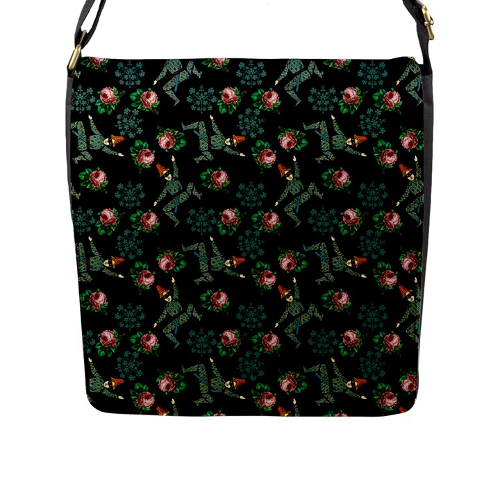 Vintage Jester Floral Pattern Flap Closure Messenger Bag (L)