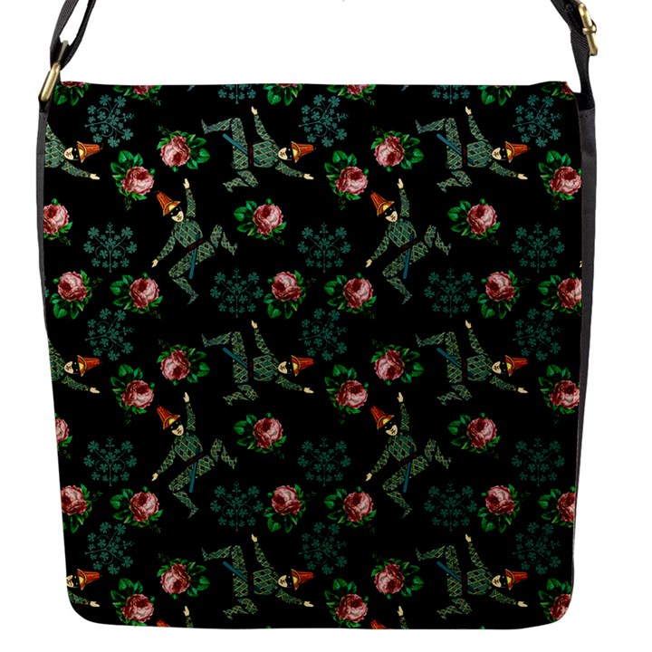 Vintage Jester Floral Pattern Flap Closure Messenger Bag (S)