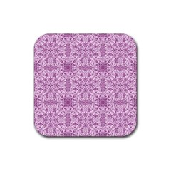 Ornamental Pink Rubber Coaster (Square) 