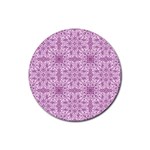 Ornamental Pink Rubber Coaster (Round)  Front