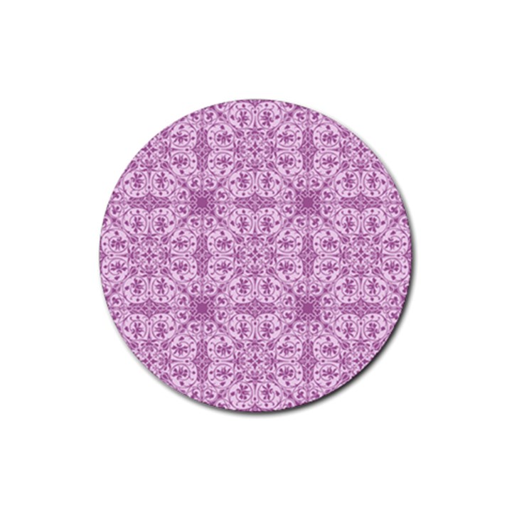 Ornamental Pink Rubber Coaster (Round) 