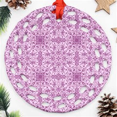 Ornamental Pink Round Filigree Ornament (Two Sides)