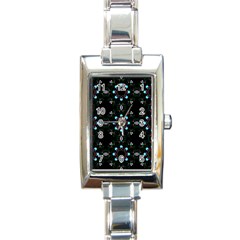 Embroidery Paisley Black Rectangle Italian Charm Watch