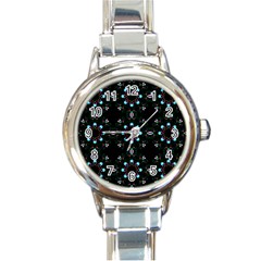 Embroidery Paisley Black Round Italian Charm Watch