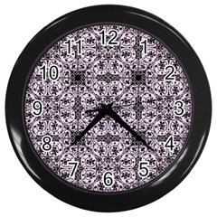 Ornamental Pink Black Wall Clock (black) by snowwhitegirl