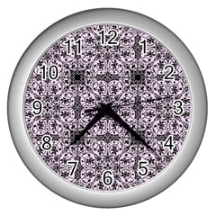 Ornamental Pink Black Wall Clock (silver) by snowwhitegirl