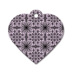 Ornamental Pink Black Dog Tag Heart (two Sides) by snowwhitegirl