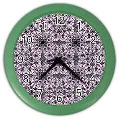 Ornamental Pink Black Color Wall Clock by snowwhitegirl