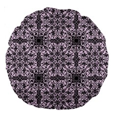 Ornamental Pink Black Large 18  Premium Round Cushions by snowwhitegirl