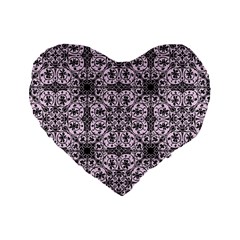 Ornamental Pink Black Standard 16  Premium Heart Shape Cushions by snowwhitegirl