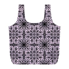 Ornamental Pink Black Full Print Recycle Bag (l)