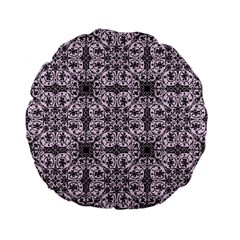 Ornamental Pink Black Standard 15  Premium Flano Round Cushions by snowwhitegirl