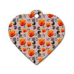 Girl With Roses And Anchors Dog Tag Heart (two Sides) by snowwhitegirl