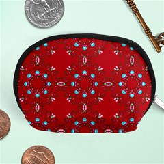 Embroidery Paisley Red Accessory Pouch (medium) by snowwhitegirl