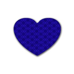 Victorian Paisley Royal Blue Pattern Rubber Coaster (heart) 