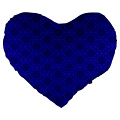 Victorian Paisley Royal Blue Pattern Large 19  Premium Flano Heart Shape Cushions by snowwhitegirl