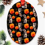 Girl With Roses And Anchors Black Ornament (Oval) Front