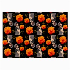 Girl With Roses And Anchors Black Large Glasses Cloth