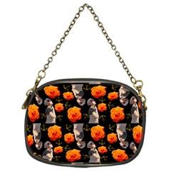 Girl With Roses And Anchors Black Chain Purse (One Side)