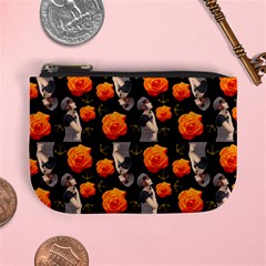 Girl With Roses And Anchors Black Mini Coin Purse