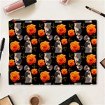 Girl With Roses And Anchors Black Cosmetic Bag (XL) Front