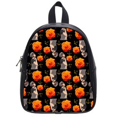 Girl With Roses And Anchors Black School Bag (Small)