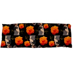 Girl With Roses And Anchors Black Body Pillow Case (Dakimakura)