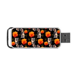 Girl With Roses And Anchors Black Portable Usb Flash (two Sides) by snowwhitegirl