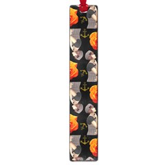 Girl With Roses And Anchors Black Large Book Marks