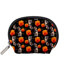 Girl With Roses And Anchors Black Accessory Pouch (small) by snowwhitegirl