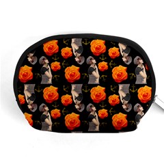 Girl With Roses And Anchors Black Accessory Pouch (Medium)